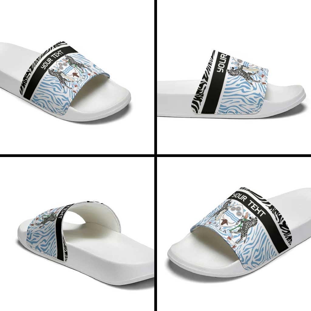 Botswana Personalized Slide Sandals Zebra Skins Pattern - Wonder Print Shop