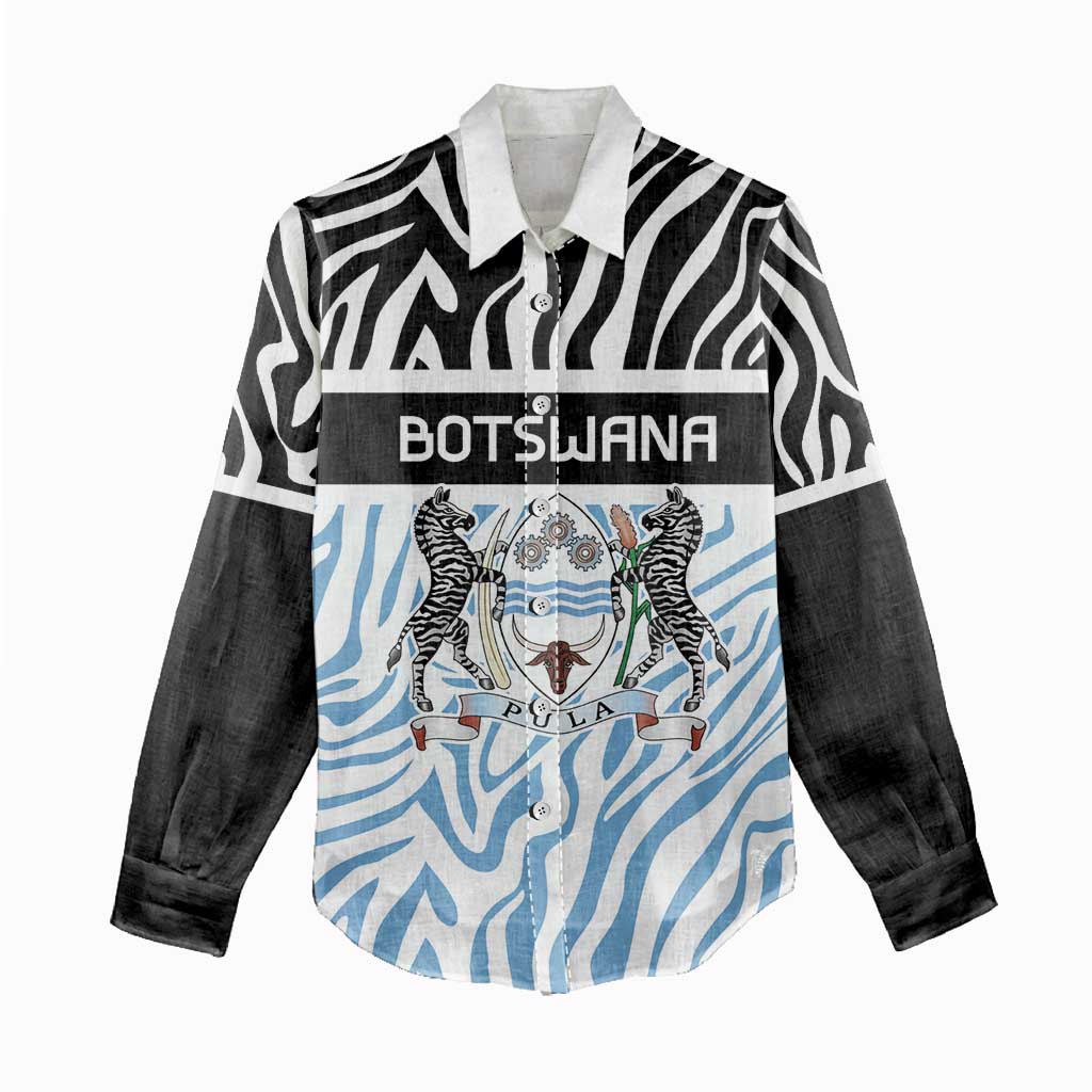Botswana Personalized Women Casual Shirt Zebra Skins Pattern - Wonder Print Shop