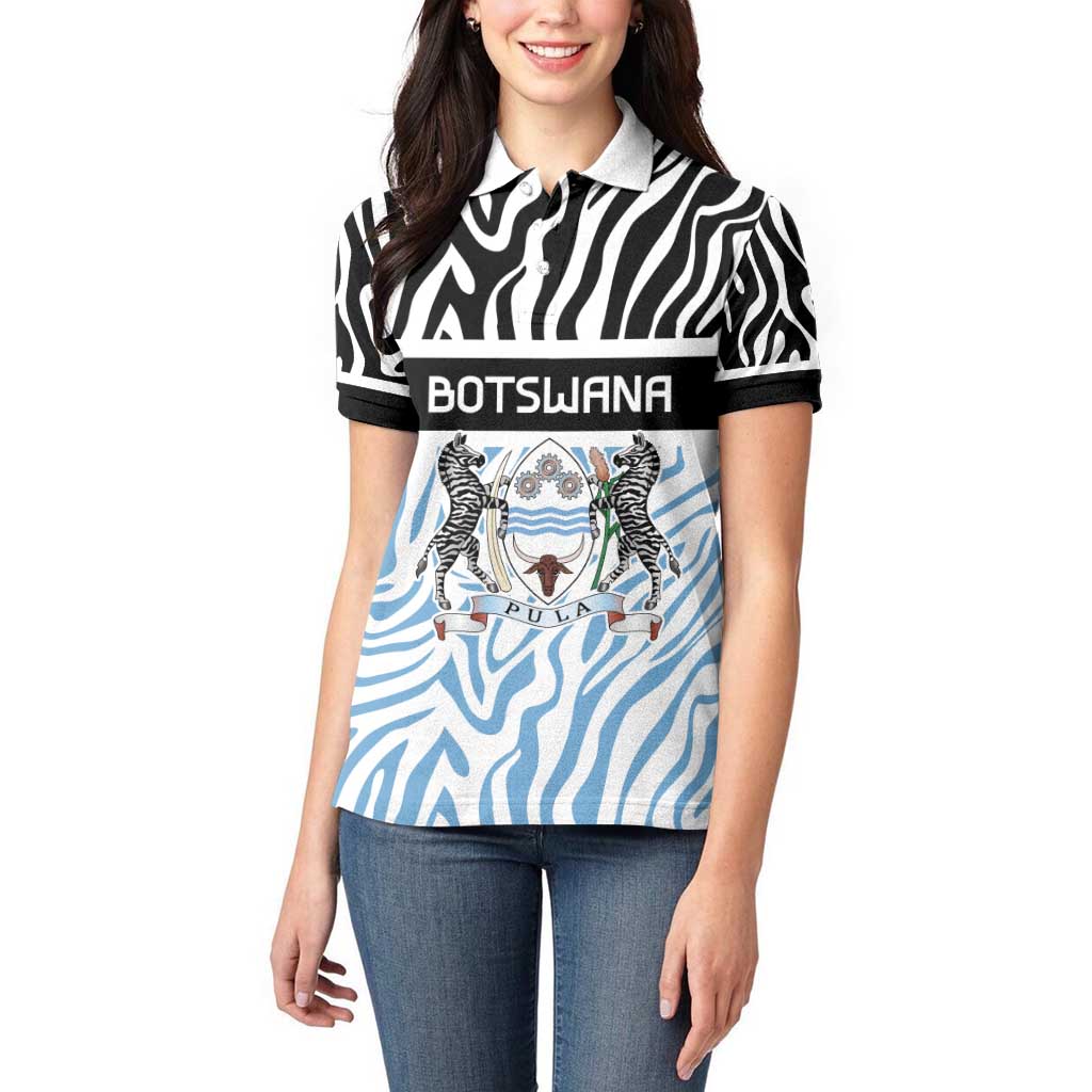 Botswana Personalized Women Polo Shirt Zebra Skins Pattern - Wonder Print Shop