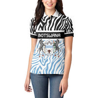 Botswana Personalized Women Polo Shirt Zebra Skins Pattern - Wonder Print Shop
