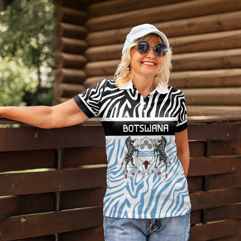 Botswana Personalized Women Polo Shirt Zebra Skins Pattern - Wonder Print Shop