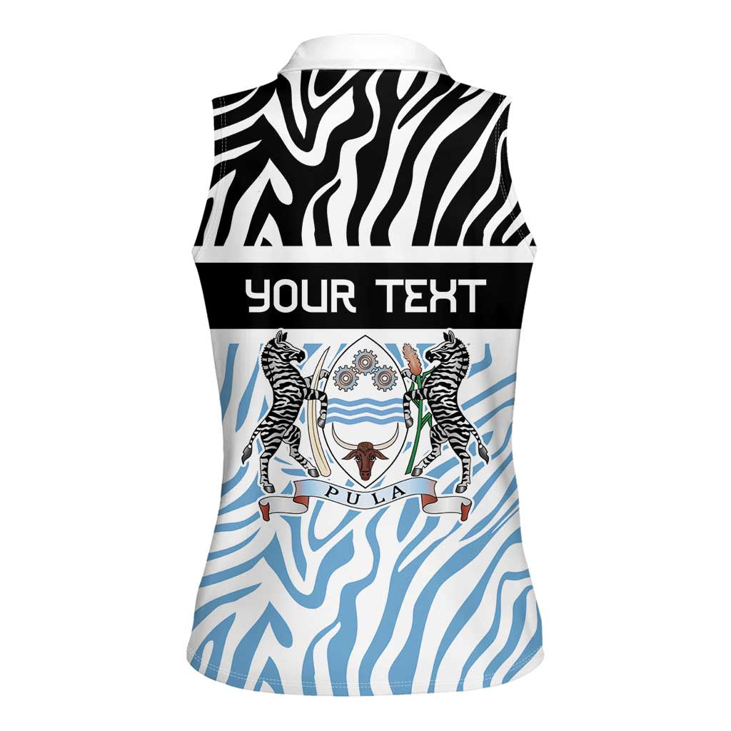 Botswana Personalized Women Sleeveless Polo Shirt Zebra Skins Pattern - Wonder Print Shop