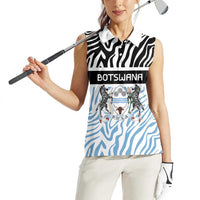 Botswana Personalized Women Sleeveless Polo Shirt Zebra Skins Pattern - Wonder Print Shop