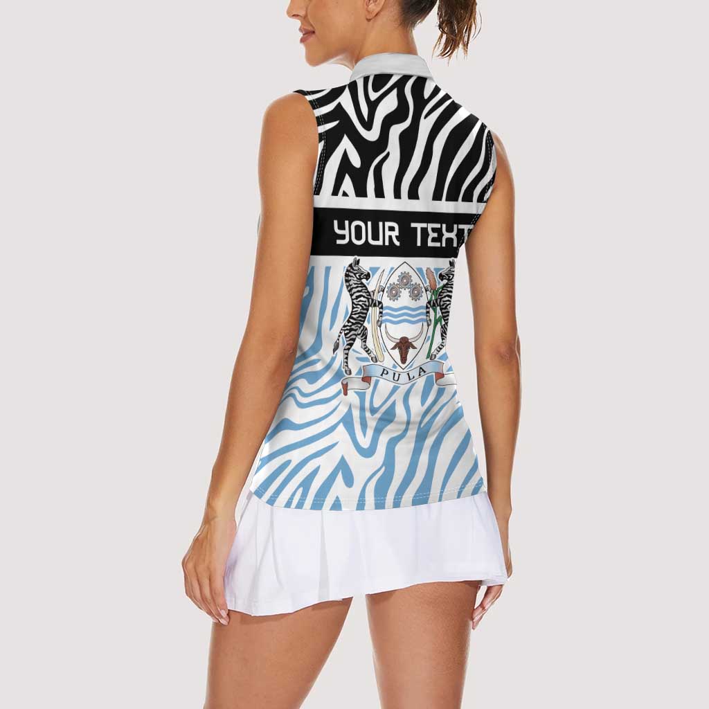 Botswana Personalized Women Sleeveless Polo Shirt Zebra Skins Pattern - Wonder Print Shop