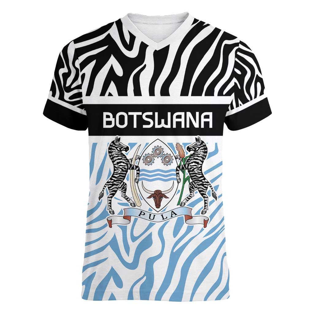 Botswana Personalized Women V-Neck T-Shirt Zebra Skins Pattern - Wonder Print Shop