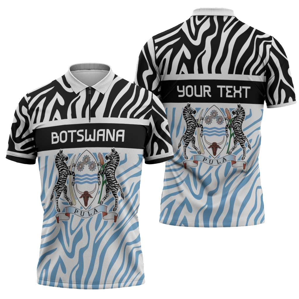 Botswana Personalized Zipper Polo Shirt Zebra Skins Pattern - Wonder Print Shop