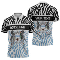 Botswana Personalized Zipper Polo Shirt Zebra Skins Pattern - Wonder Print Shop