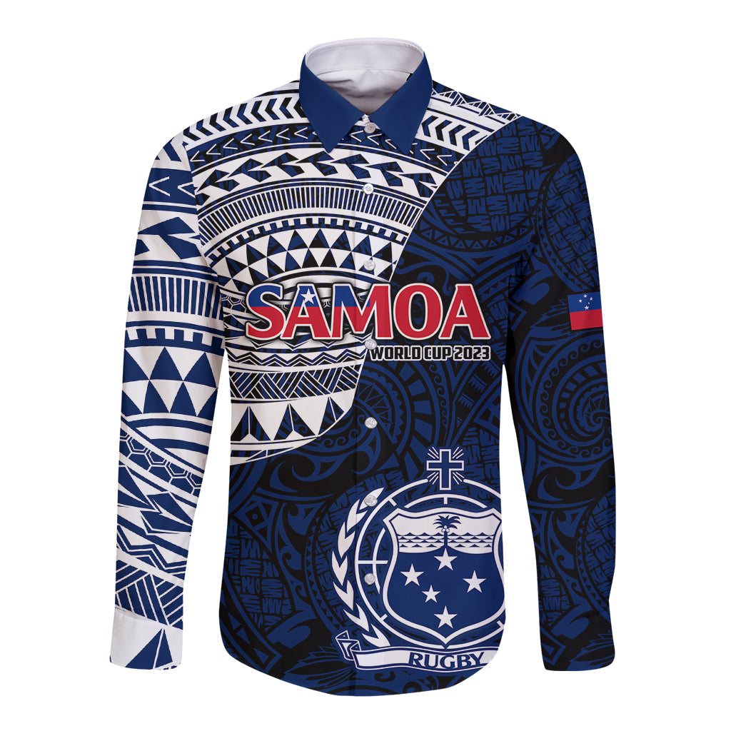 Samoa Rugby Long Sleeve Button Shirt Proud Samoa World Cup 2023 - Wonder Print Shop