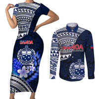 Custom Samoa Rugby Couples Matching Short Sleeve Bodycon Dress and Long Sleeve Button Shirts Proud Samoa World Cup 2023 LT9 - Wonder Print Shop