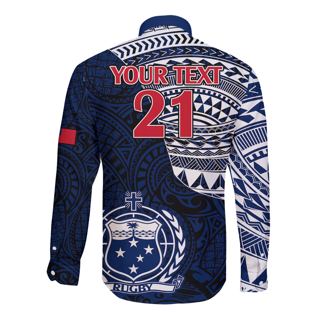 Custom Samoa Rugby Long Sleeve Button Shirt Proud Samoa World Cup 2023 - Wonder Print Shop