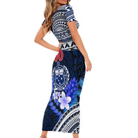 Custom Samoa Rugby Short Sleeve Bodycon Dress Proud Samoa World Cup 2023 - Wonder Print Shop