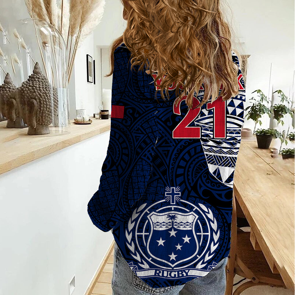 Custom Samoa Rugby Women Casual Shirt Proud Samoa World Cup 2023 - Wonder Print Shop