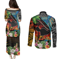Hawaii Strong Maui Wildfire Couples Matching Puletasi Dress and Long Sleeve Button Shirts Pray For Lahaina Maui LT9 - Wonder Print Shop