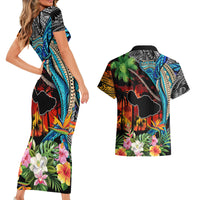 Hawaii Strong Maui Wildfire Couples Matching Short Sleeve Bodycon Dress and Hawaiian Shirt Pray For Lahaina Maui LT9 - Wonder Print Shop