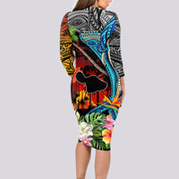 Hawaii Strong Maui Wildfire Long Sleeve Bodycon Dress Pray For Lahaina Maui - Wonder Print Shop