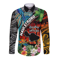 Hawaii Strong Maui Wildfire Long Sleeve Button Shirt Pray For Lahaina Maui - Wonder Print Shop