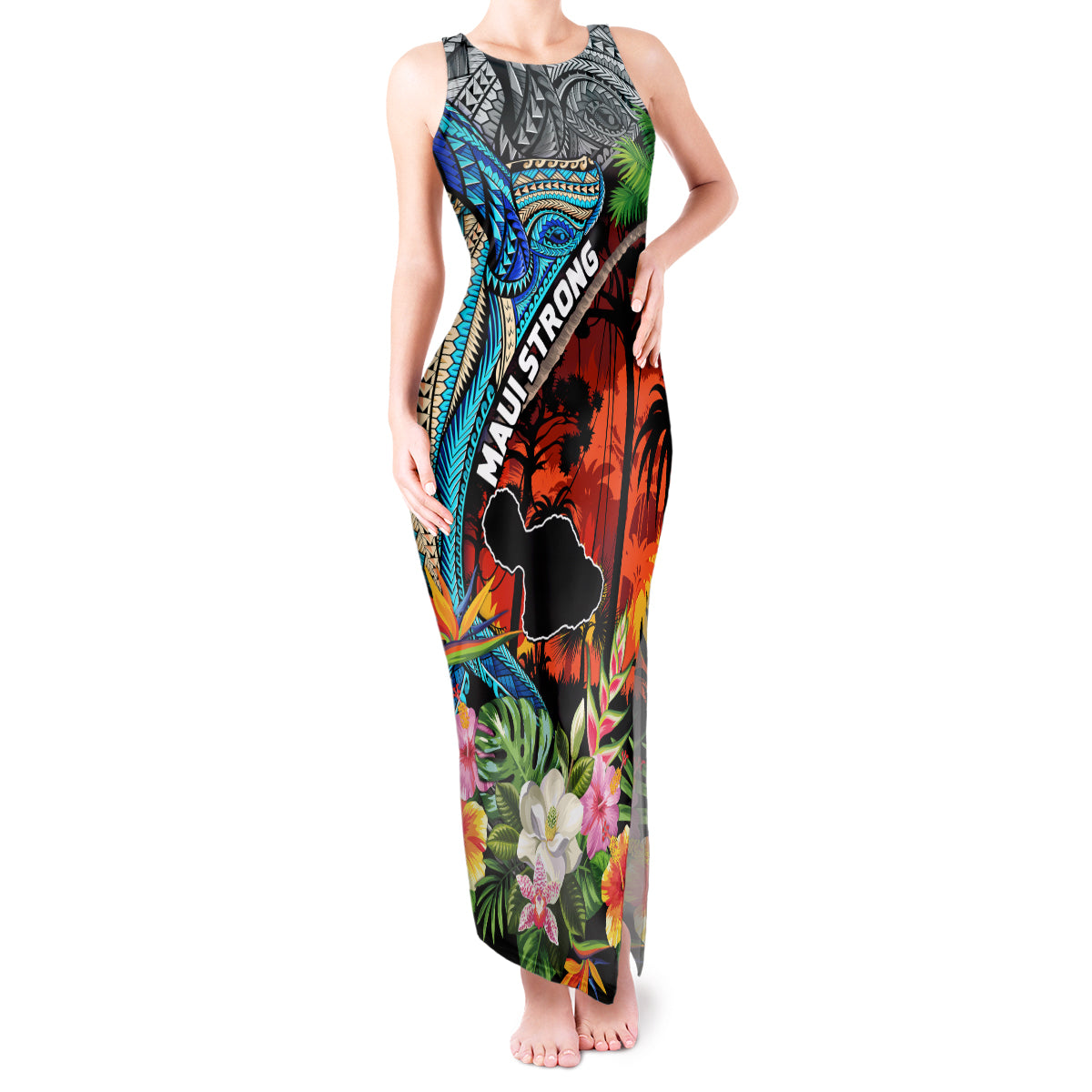 Hawaii Strong Maui Wildfire Tank Maxi Dress Pray For Lahaina Maui - Wonder Print Shop