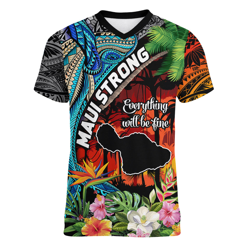 Hawaii Strong Maui Wildfire Women V Neck T Shirt Pray For Lahaina Maui - Wonder Print Shop