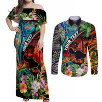Personalised Hawaii Strong Maui Wildfire Couples Matching Off Shoulder Maxi Dress and Long Sleeve Button Shirts Pray For Lahaina Maui LT9 - Wonder Print Shop
