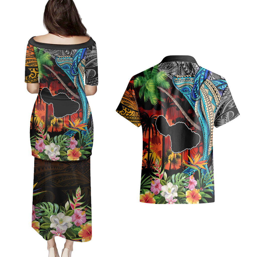Personalised Hawaii Strong Maui Wildfire Couples Matching Puletasi Dress and Hawaiian Shirt Pray For Lahaina Maui LT9 - Wonder Print Shop
