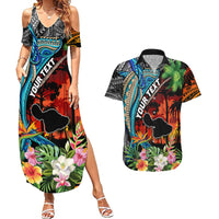 Personalised Hawaii Strong Maui Wildfire Couples Matching Summer Maxi Dress and Hawaiian Shirt Pray For Lahaina Maui LT9 - Wonder Print Shop