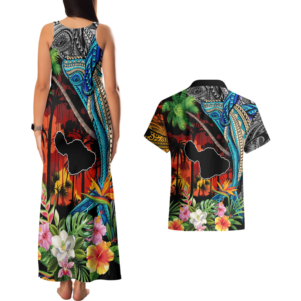 Personalised Hawaii Strong Maui Wildfire Couples Matching Tank Maxi Dress and Hawaiian Shirt Pray For Lahaina Maui LT9 - Wonder Print Shop