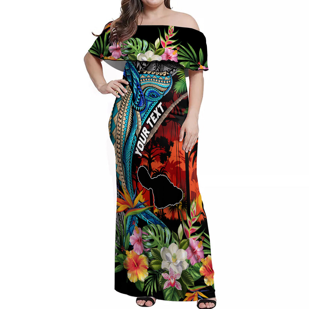 Personalised Hawaii Strong Maui Wildfire Off Shoulder Maxi Dress Pray For Lahaina Maui - Wonder Print Shop