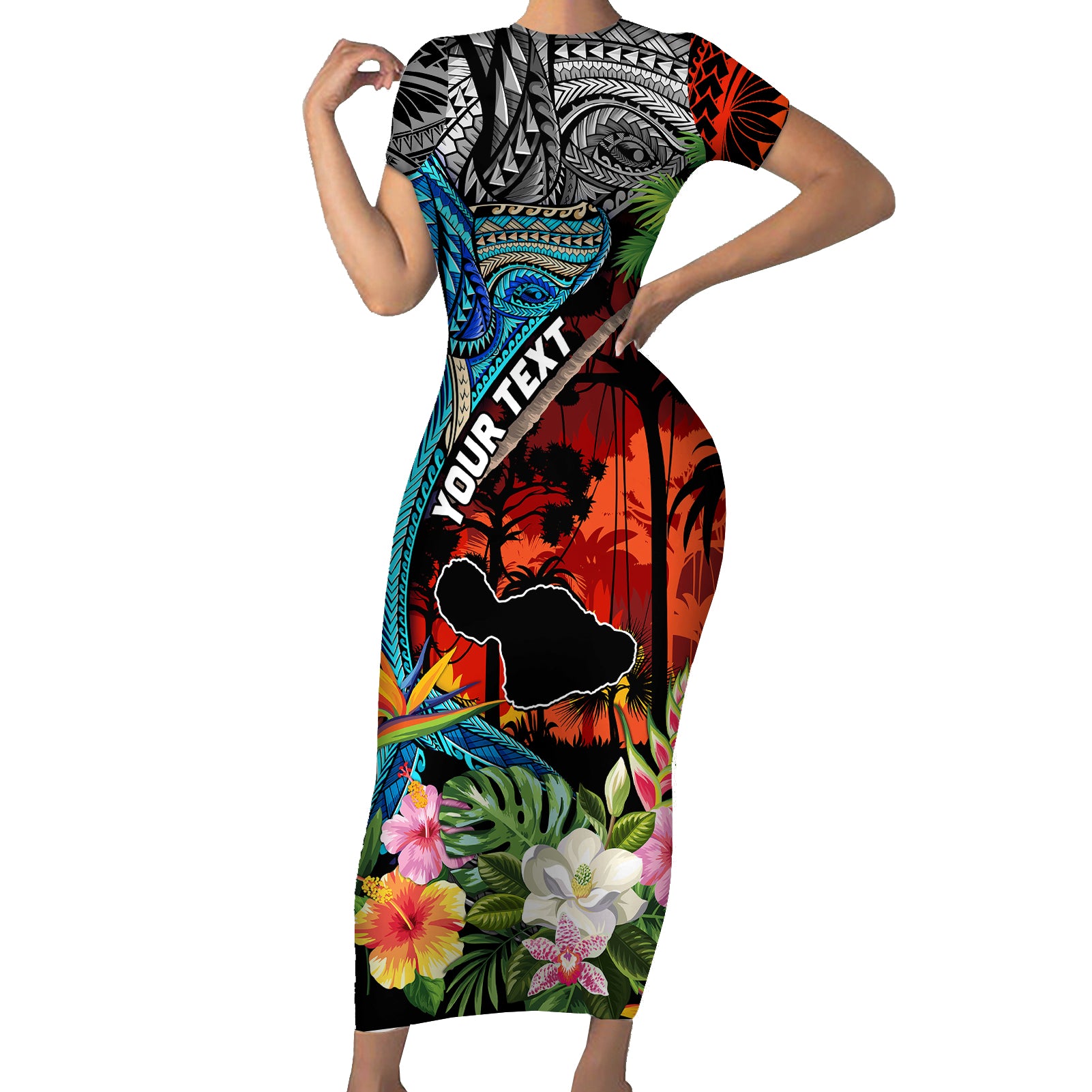Personalised Hawaii Strong Maui Wildfire Short Sleeve Bodycon Dress Pray For Lahaina Maui - Wonder Print Shop