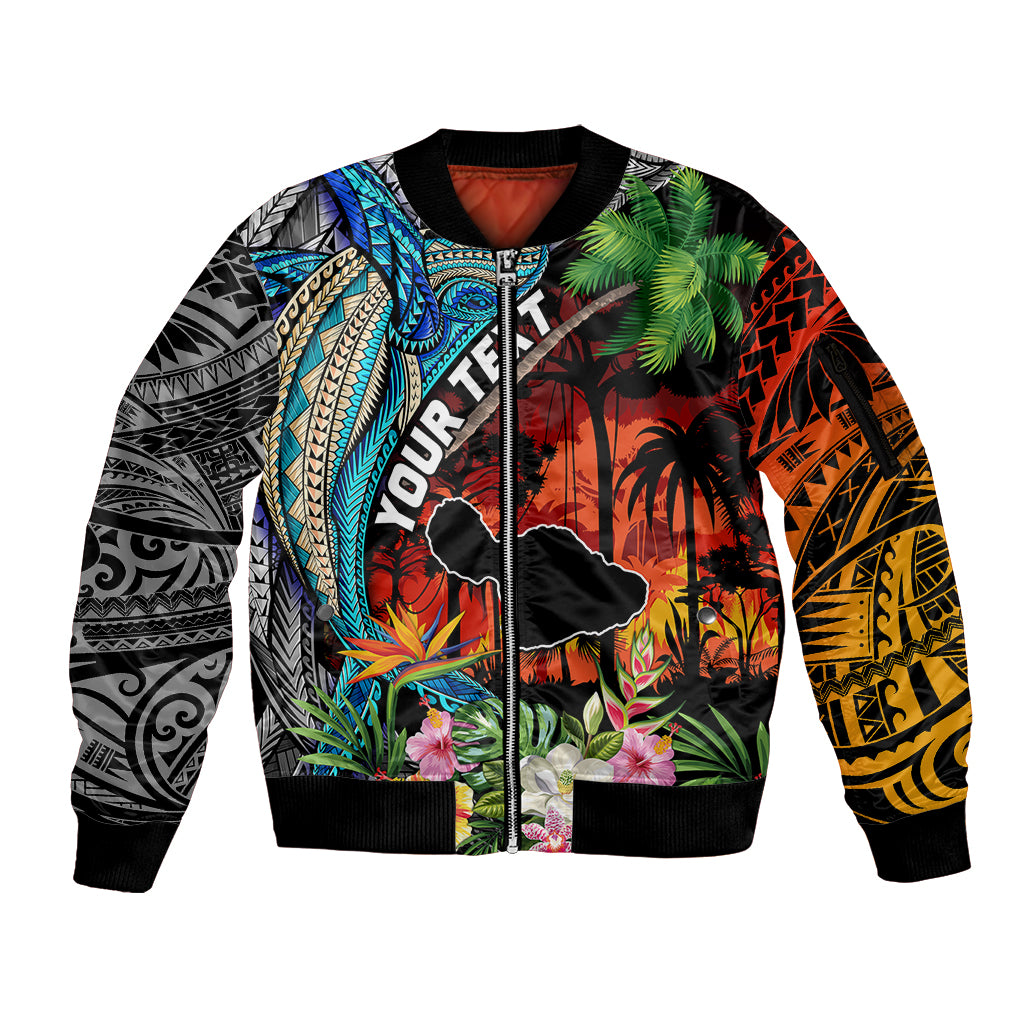 Personalised Hawaii Strong Maui Wildfire Sleeve Zip Bomber Jacket Pray For Lahaina Maui - Wonder Print Shop