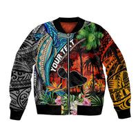 Personalised Hawaii Strong Maui Wildfire Sleeve Zip Bomber Jacket Pray For Lahaina Maui - Wonder Print Shop