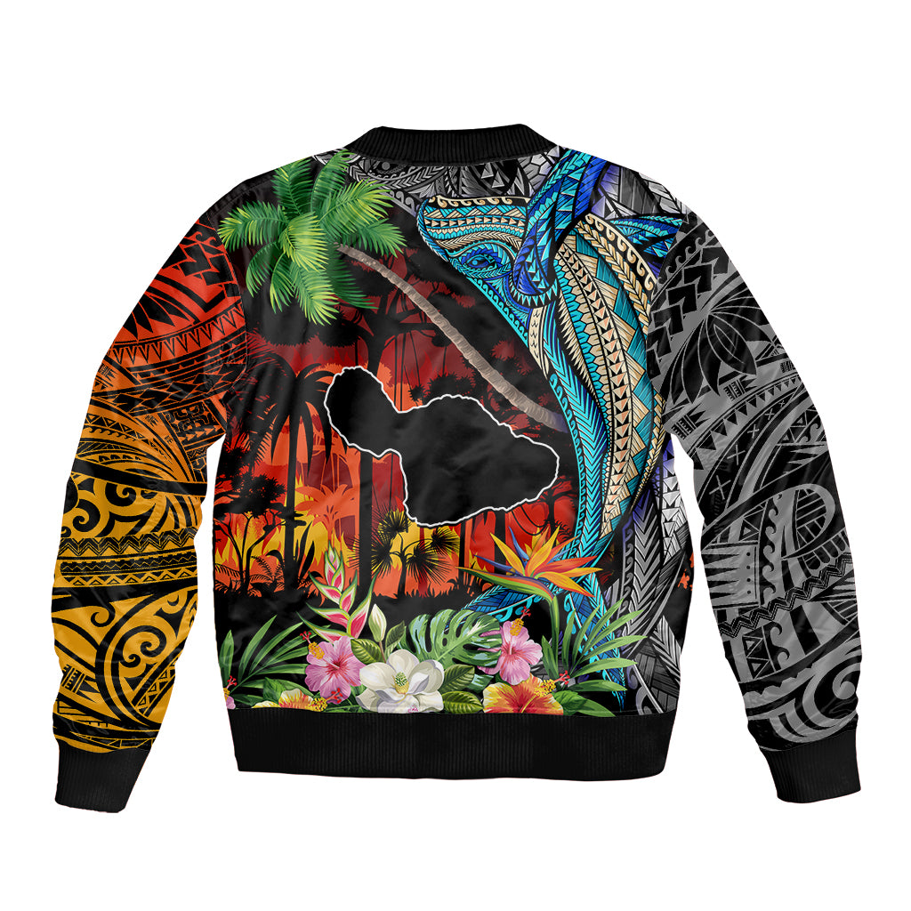 Personalised Hawaii Strong Maui Wildfire Sleeve Zip Bomber Jacket Pray For Lahaina Maui - Wonder Print Shop