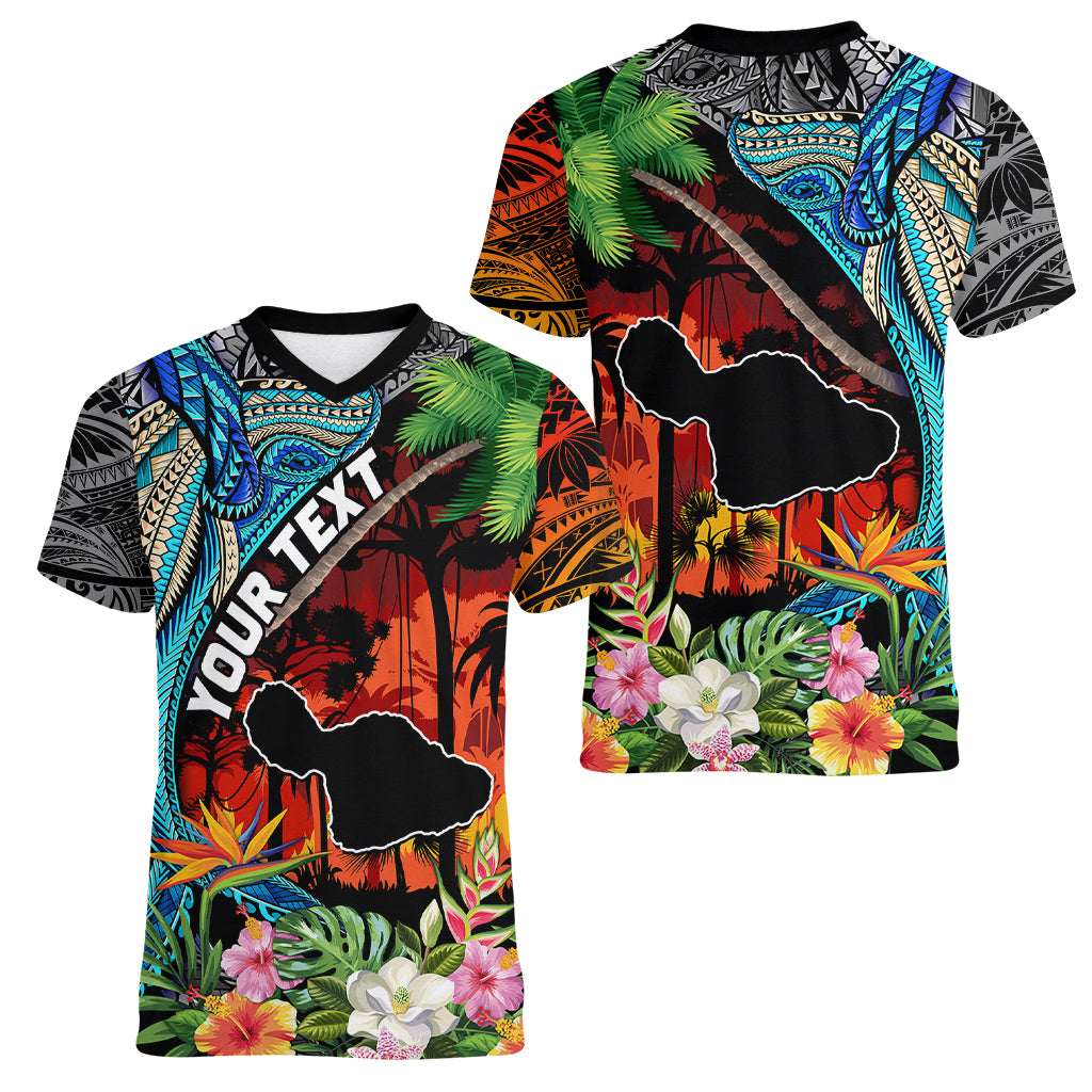 Personalised Hawaii Strong Maui Wildfire Women V Neck T Shirt Pray For Lahaina Maui - Wonder Print Shop