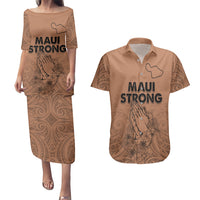 Hawaii Strong Maui Wildfire Couples Matching Puletasi Dress and Hawaiian Shirt No1 LT9 - Wonder Print Shop