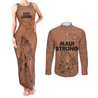 Hawaii Strong Maui Wildfire Couples Matching Tank Maxi Dress and Long Sleeve Button Shirts No1 LT9 - Wonder Print Shop