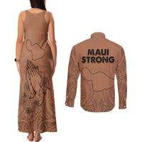 Hawaii Strong Maui Wildfire Couples Matching Tank Maxi Dress and Long Sleeve Button Shirts No1 LT9 - Wonder Print Shop