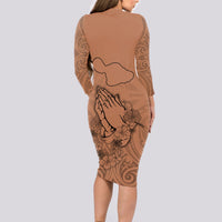 Hawaii Strong Maui Wildfire Long Sleeve Bodycon Dress No1 - Wonder Print Shop