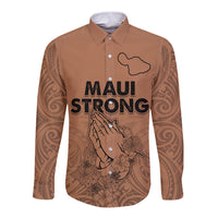 Hawaii Strong Maui Wildfire Long Sleeve Button Shirt No1 - Wonder Print Shop