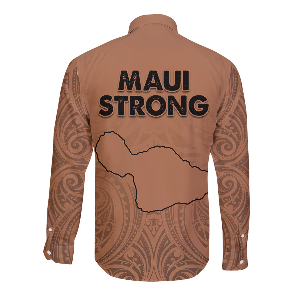 Hawaii Strong Maui Wildfire Long Sleeve Button Shirt No1 - Wonder Print Shop