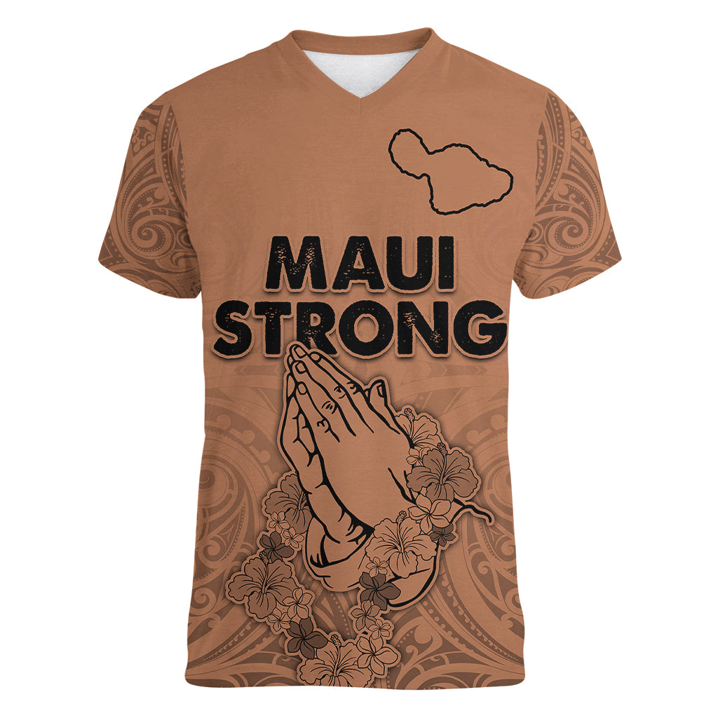 Hawaii Strong Maui Wildfire Women V Neck T Shirt No1 - Wonder Print Shop