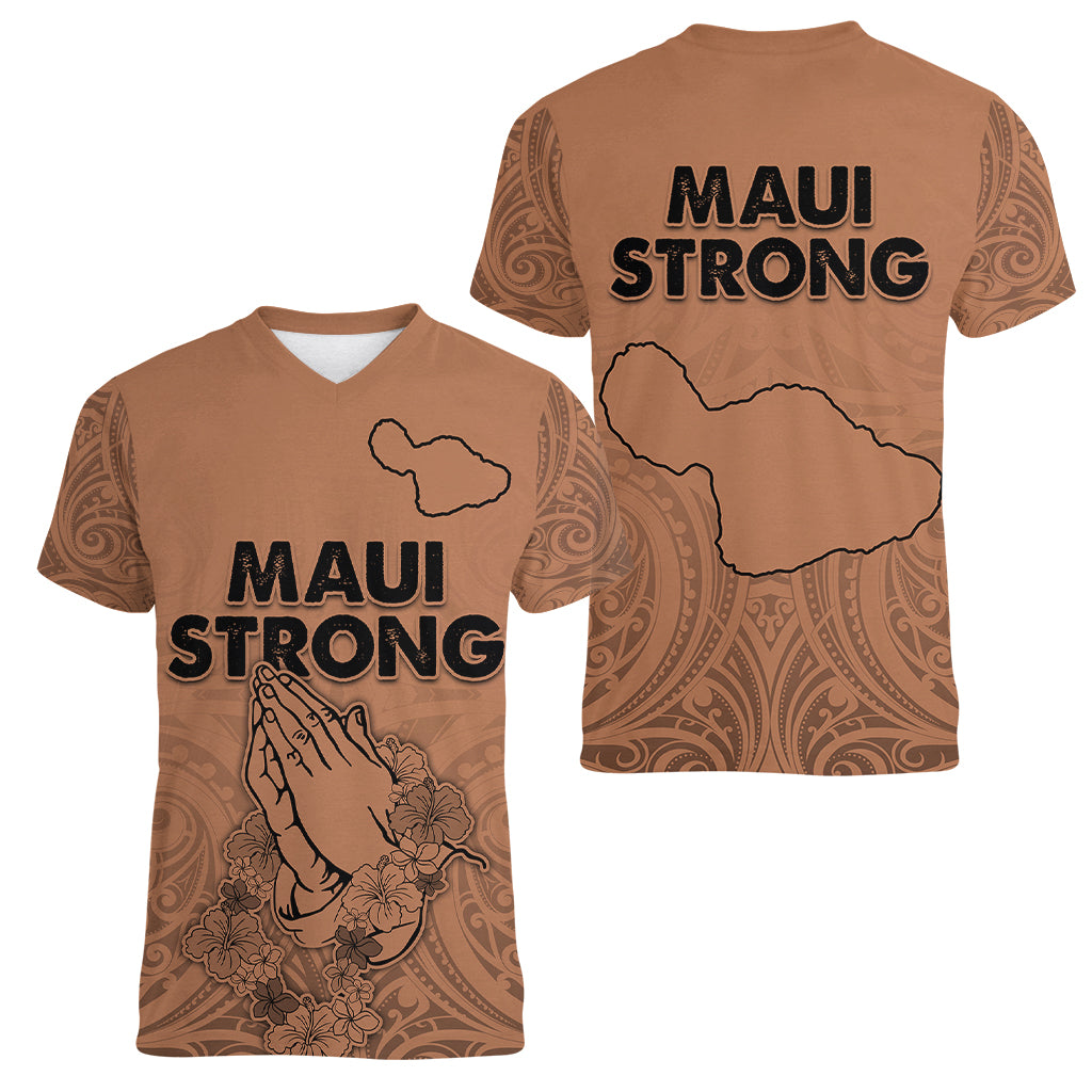 Hawaii Strong Maui Wildfire Women V Neck T Shirt No1 - Wonder Print Shop