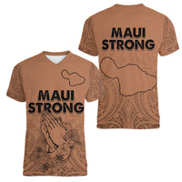 Hawaii Strong Maui Wildfire Women V Neck T Shirt No1 - Wonder Print Shop