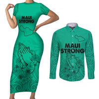 Hawaii Strong Maui Wildfire Couples Matching Short Sleeve Bodycon Dress and Long Sleeve Button Shirts No2 LT9 - Wonder Print Shop