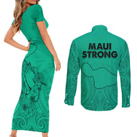 Hawaii Strong Maui Wildfire Couples Matching Short Sleeve Bodycon Dress and Long Sleeve Button Shirts No2 LT9 - Wonder Print Shop