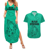 Hawaii Strong Maui Wildfire Couples Matching Summer Maxi Dress and Hawaiian Shirt No2 LT9 - Wonder Print Shop