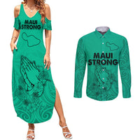 Hawaii Strong Maui Wildfire Couples Matching Summer Maxi Dress and Long Sleeve Button Shirts No2 LT9 - Wonder Print Shop