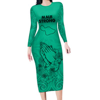 Hawaii Strong Maui Wildfire Long Sleeve Bodycon Dress No2 - Wonder Print Shop