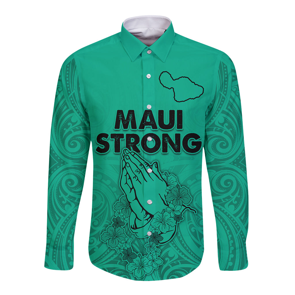 Hawaii Strong Maui Wildfire Long Sleeve Button Shirt No2 - Wonder Print Shop
