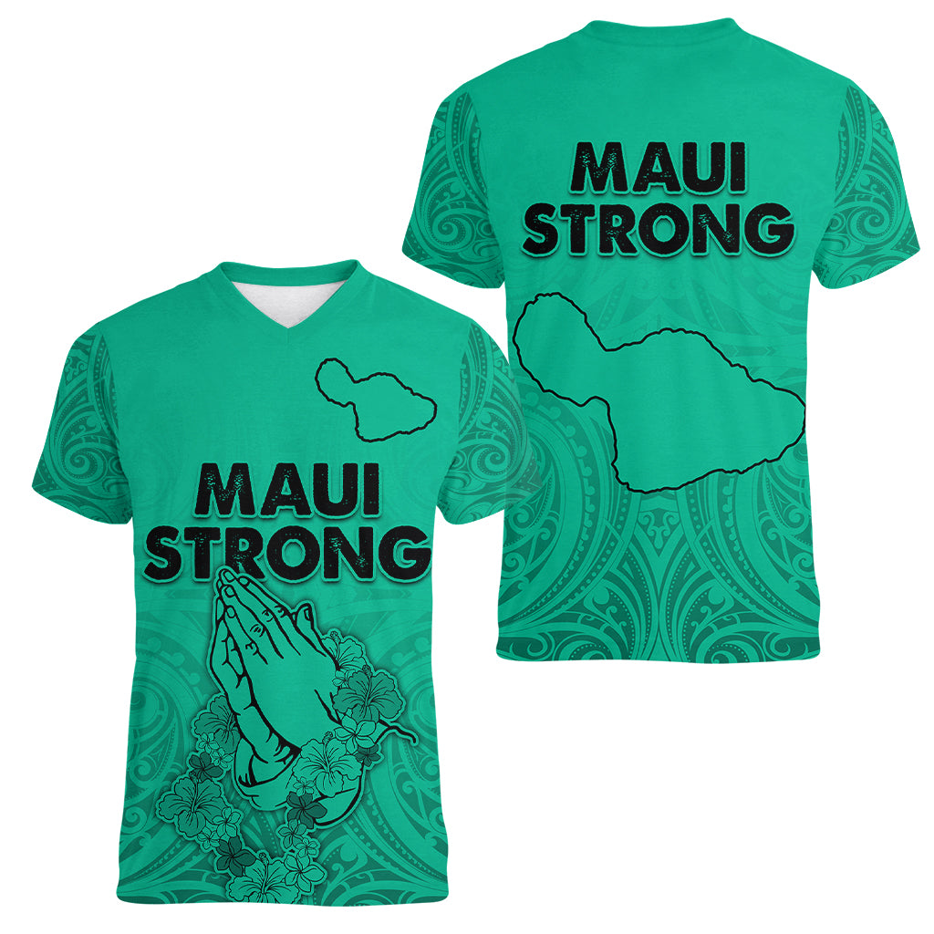 Hawaii Strong Maui Wildfire Women V Neck T Shirt No2 - Wonder Print Shop