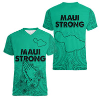 Hawaii Strong Maui Wildfire Women V Neck T Shirt No2 - Wonder Print Shop