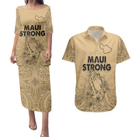 Hawaii Strong Maui Wildfire Couples Matching Puletasi Dress and Hawaiian Shirt No3 LT9 - Wonder Print Shop
